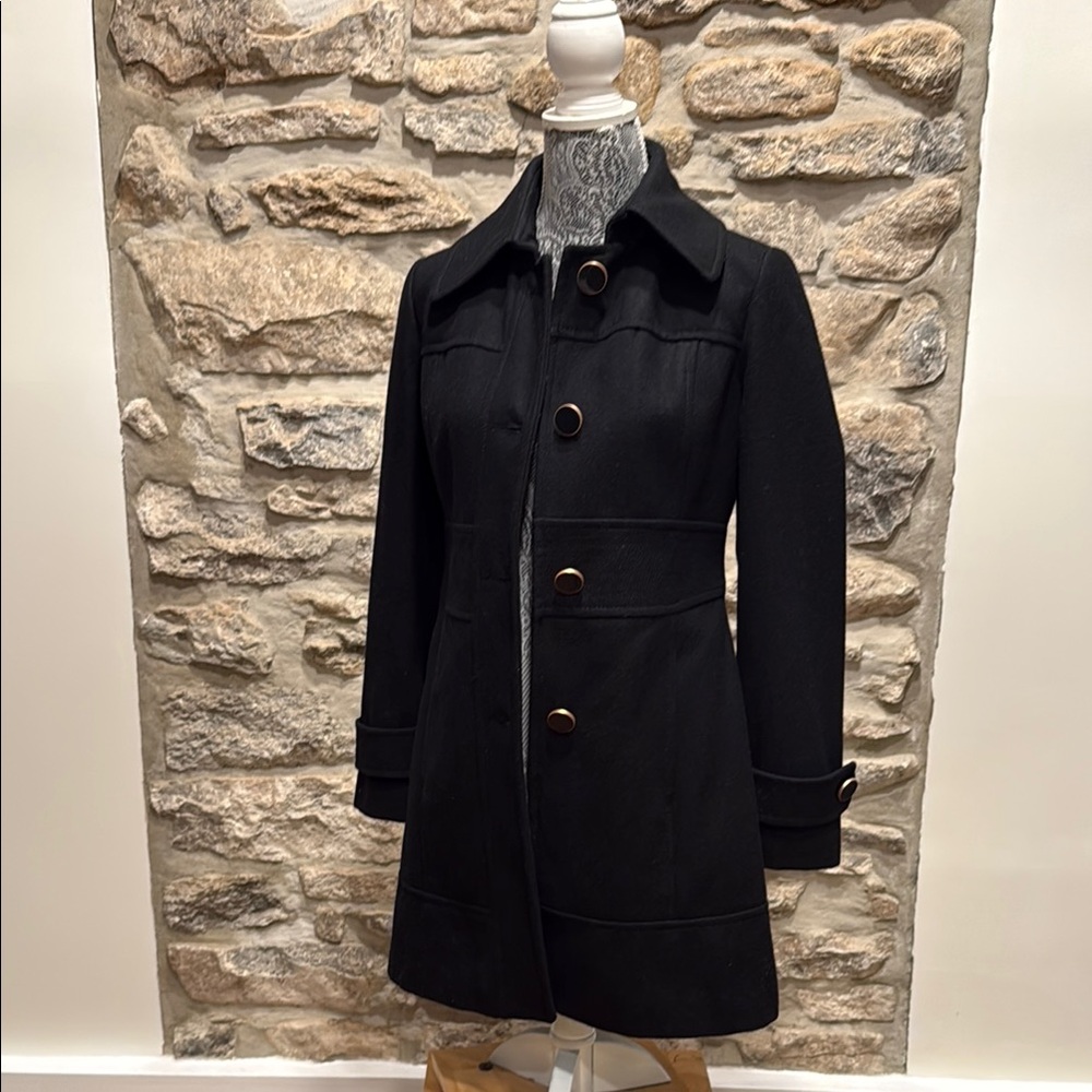 Kenneth Cole Black Peacoat Wool Blend Black Jacket